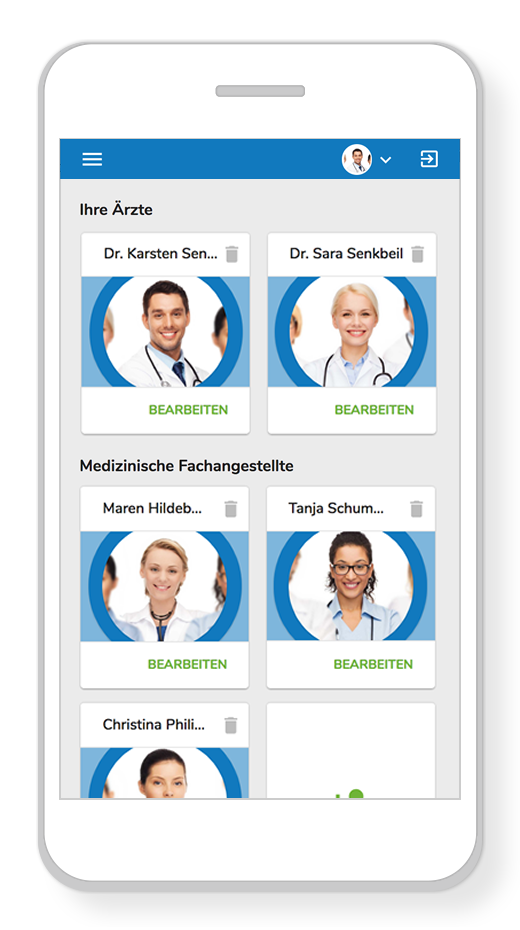 Ihre Praxxio-Webseite kann durch eine eigene Farbgebung, eigene Bilder oder ein Logo Ihrer Arztpraxis persönlich gestaltet werden.