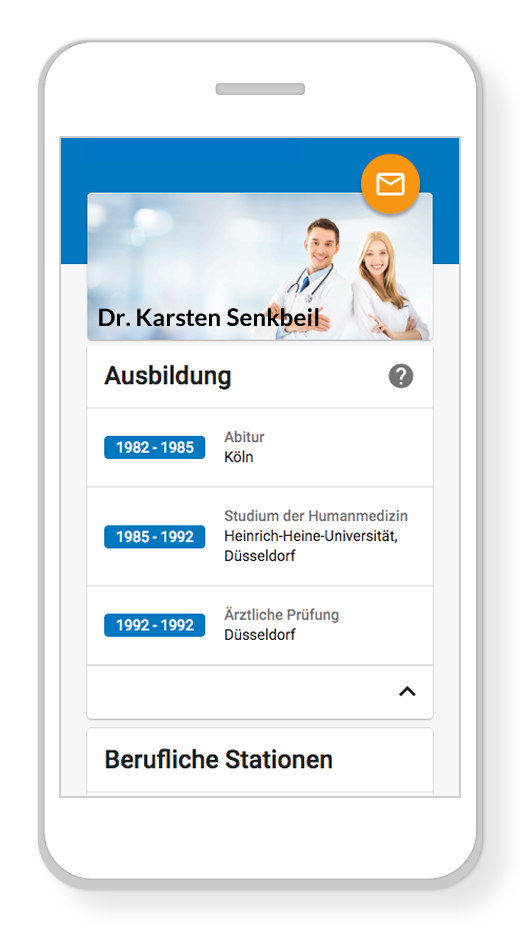 Die Auswahl eines Arztes ist vor allem Vertrauenssache. Das Praxxio-Arztprofil ermöglicht Ihnen eine professionelle Präsentation.