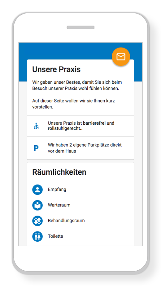 Vor allem neue Patienten möchten gerne einen Blick in Ihre Praxis werfen. Fotos & eigene Texte machen Ihre Webseite persönlicher.